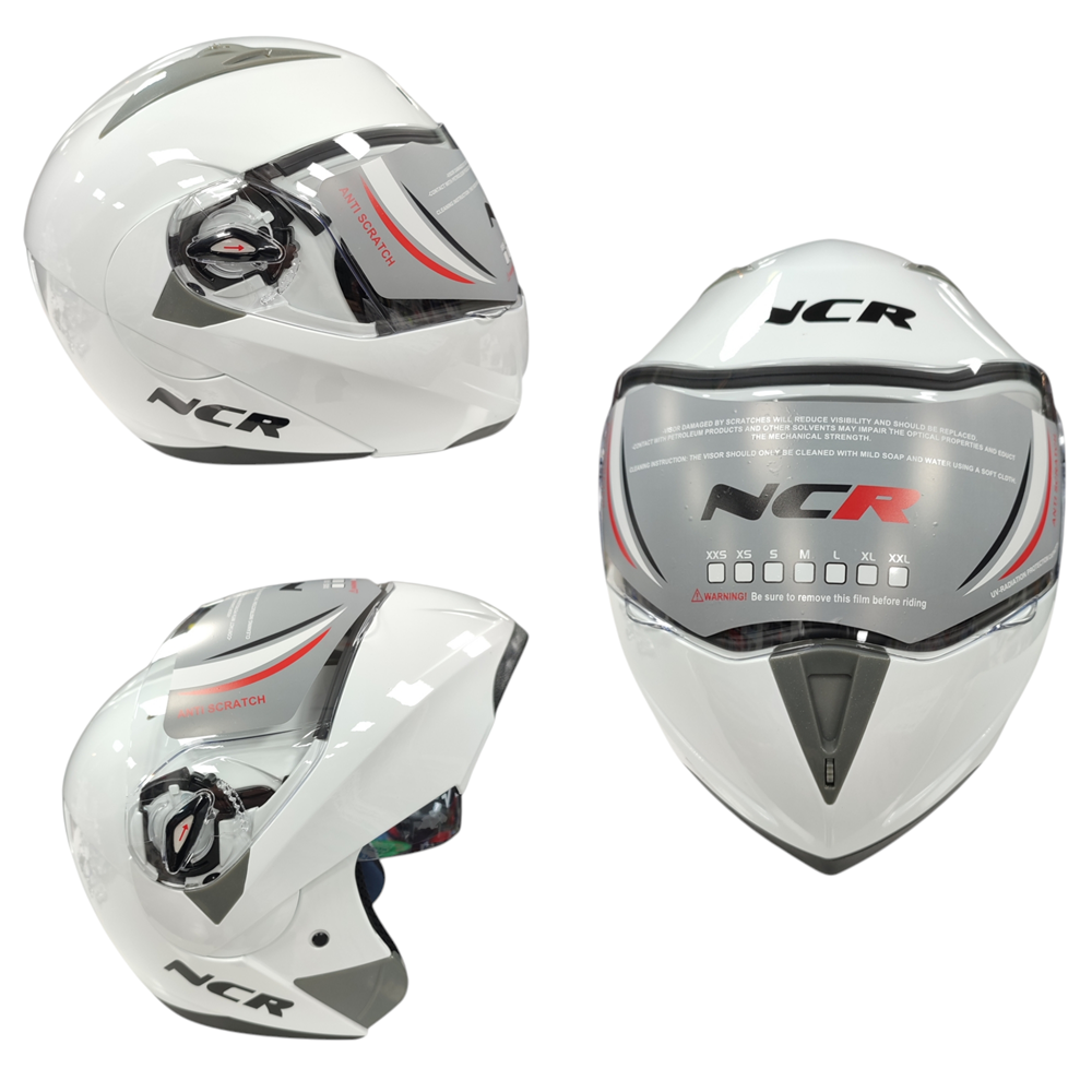 NCR Çene Açılır Kask Vizörlü Beyaz (S-M-L-XL Beden)