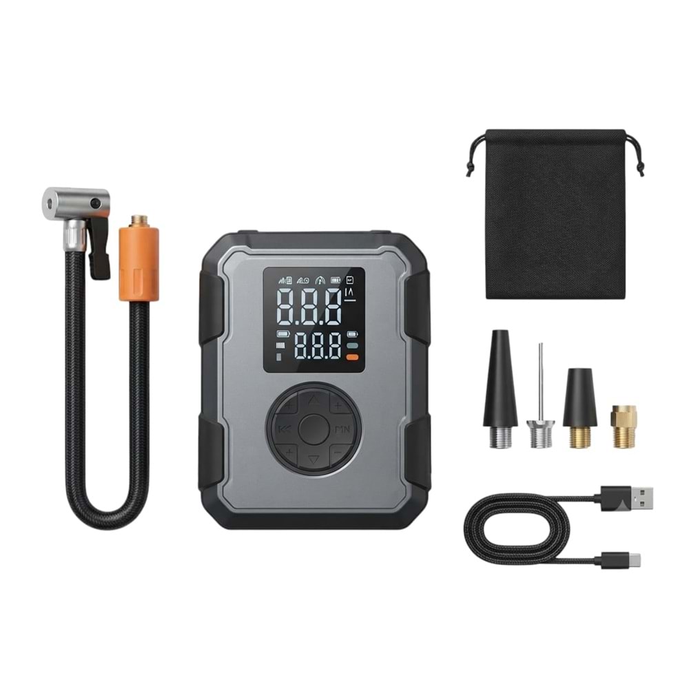Hava Kompresörü Şarjlı 150 Psi + Işıklı +Powerbank