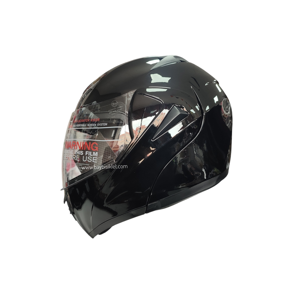 VRT ÇENE AÇILIR VİZÖRLÜ KASK SİYAH
