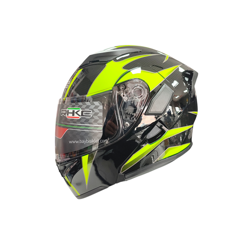 ÇENE AÇILIR VİZÖRLÜ KASK KC SİYAH - NEON YEŞİL