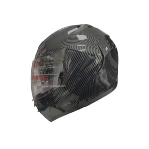 VRT ÇENE AÇILIR VİZÖRLÜ KASK KARBON DESEN