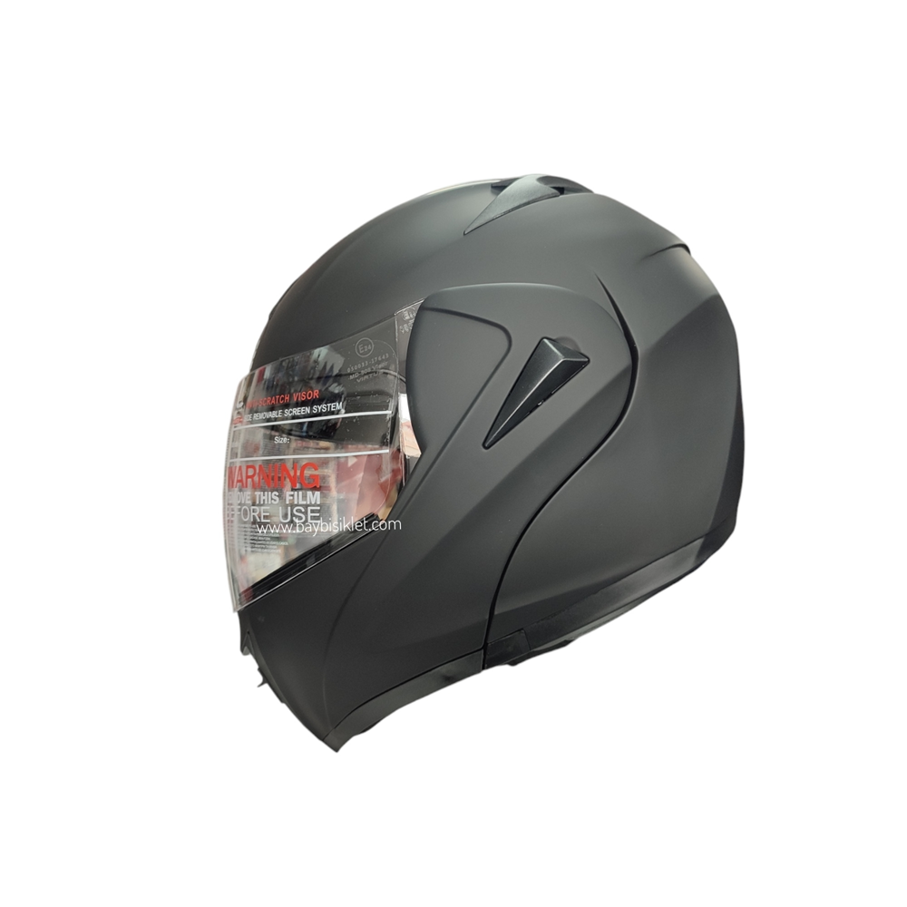 VRT ÇENE AÇILIR VİZÖRLÜ KASK MAT SİYAH
