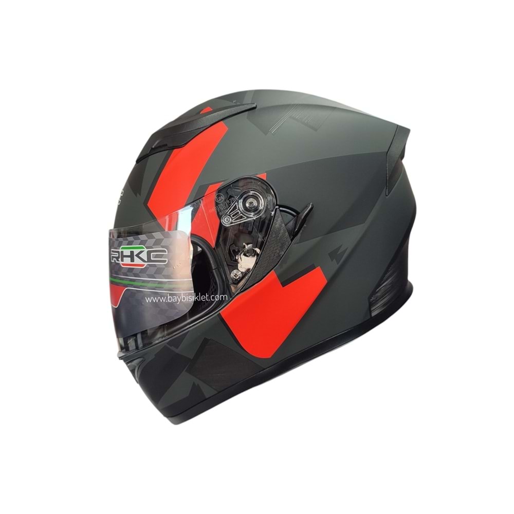 KAPALI VİZÖRLÜ KASK KC MAT SİYAH - KIRMIZI